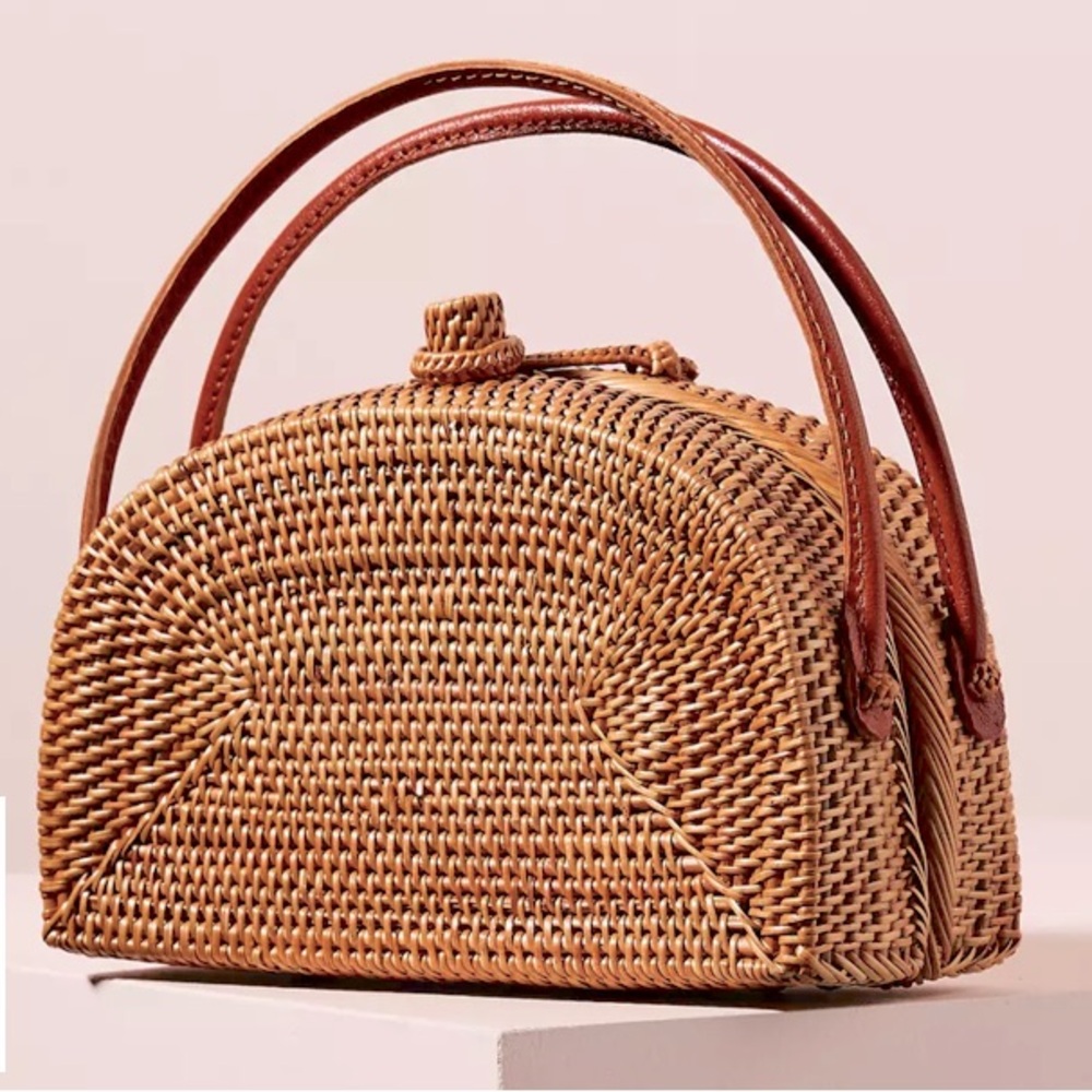 Anthropologie Amalia Half-Moon woven Clutch purse